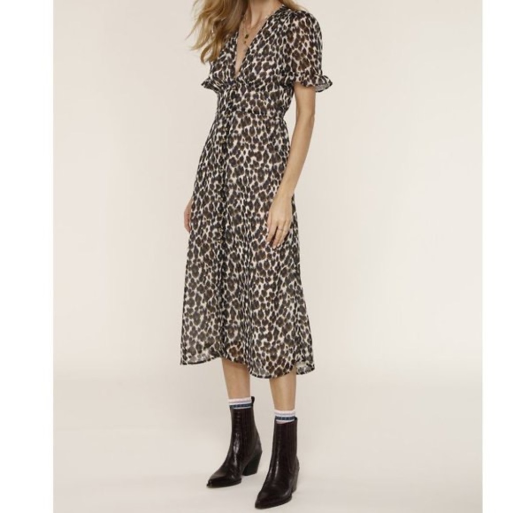 Heartloom leopard print button up midi dress